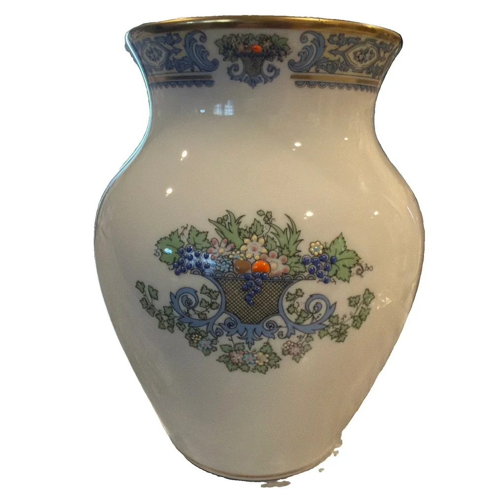 Vtg Y2K Lenox China Large Autumn Vase Hand Decorated With 25K Gold  8